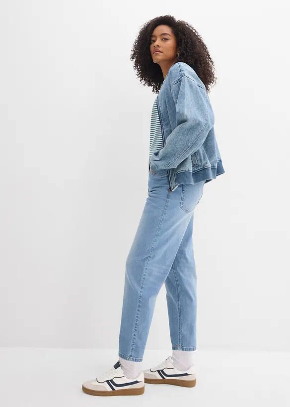Mom jeans cropped, vita alta, bonprix