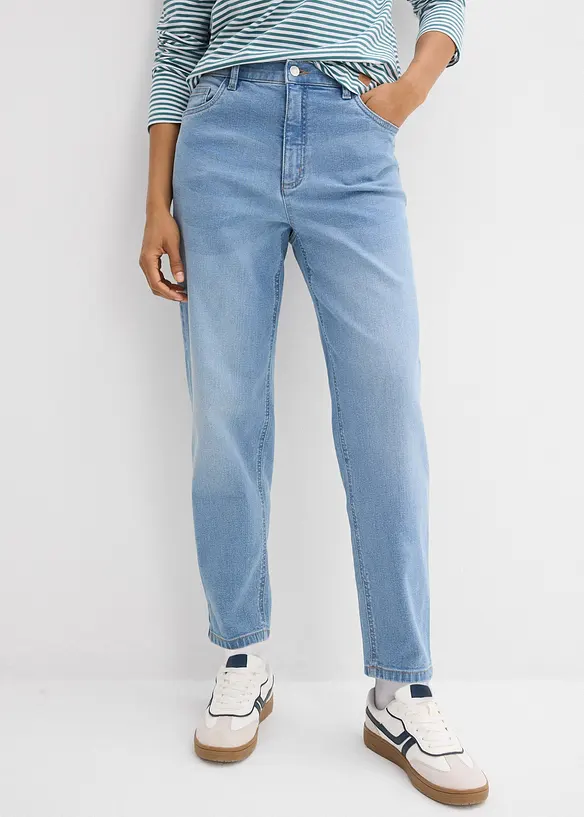 Mom jeans cropped, vita alta, bonprix