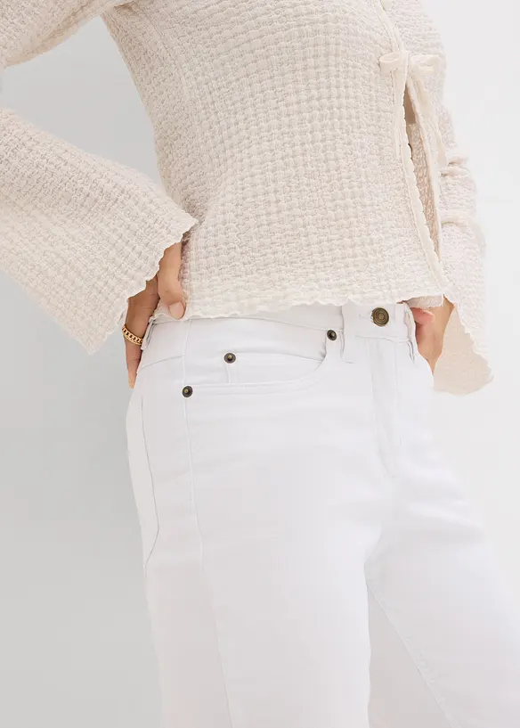 Jeans straight elasticizzati, vita media, bonprix