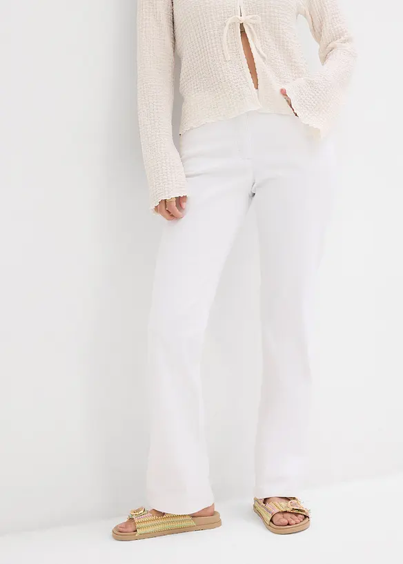 Jeans straight elasticizzati, vita media, bonprix