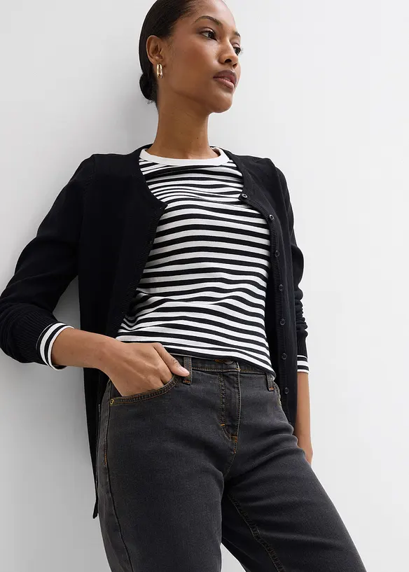 Jeans straight elasticizzati, vita media, bonprix