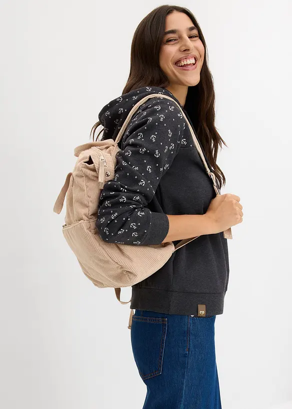 Felpa con cappuccio e cerniera in puro cotone, bonprix