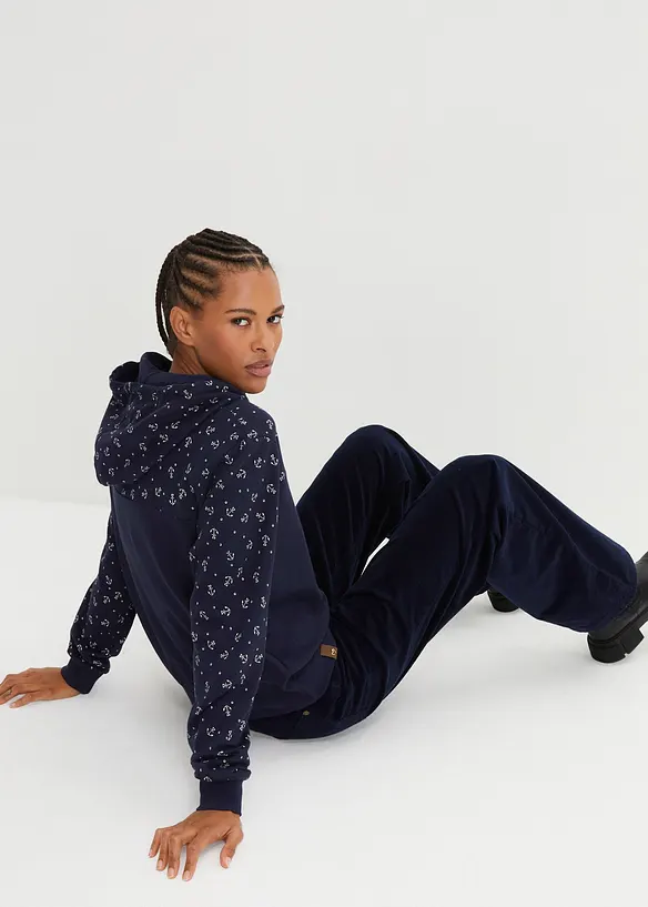 Felpa con cappuccio e cerniera in puro cotone, bonprix