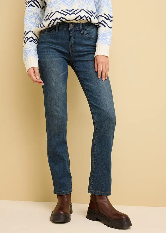 Jeans elasticizzati straight, vita media, bonprix