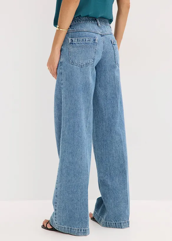 Jeans wide leg extra lunghi low stretch, vita media, bonprix