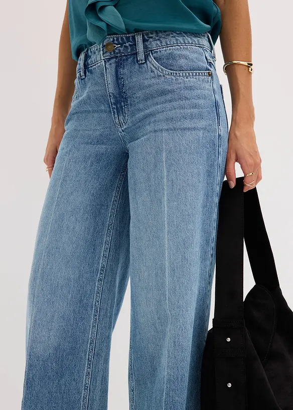 Jeans wide leg extra lunghi low stretch, vita media, bonprix