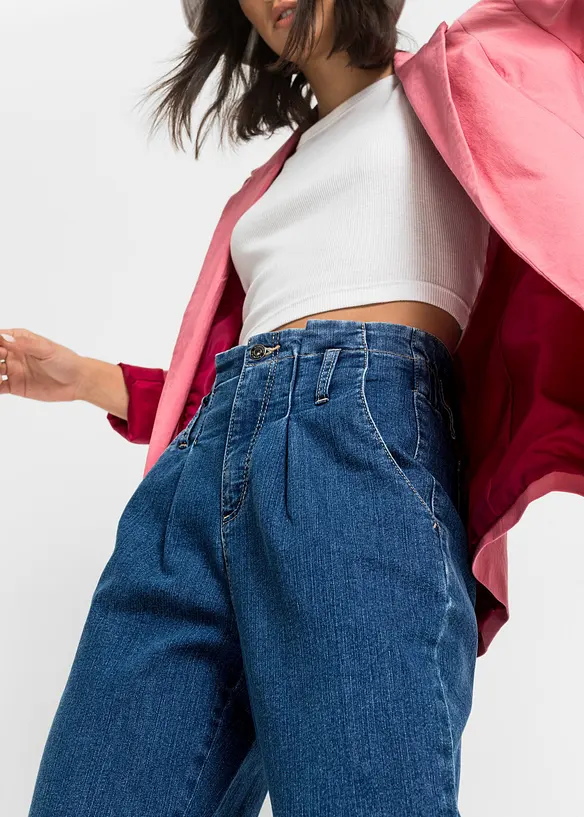 Mom jeans elasticizzati, a vita alta, bonprix