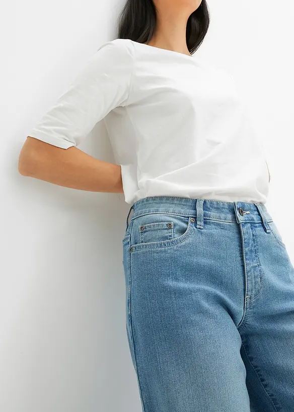 Jeans wide leg elasticizzati, vita media, bonprix