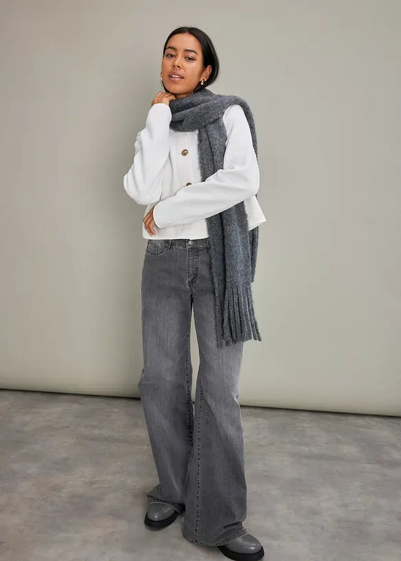 Jeans wide leg elasticizzati, vita media, bonprix