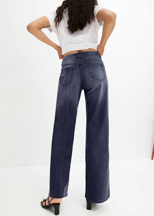 Jeans wide leg elasticizzati, vita media, bonprix