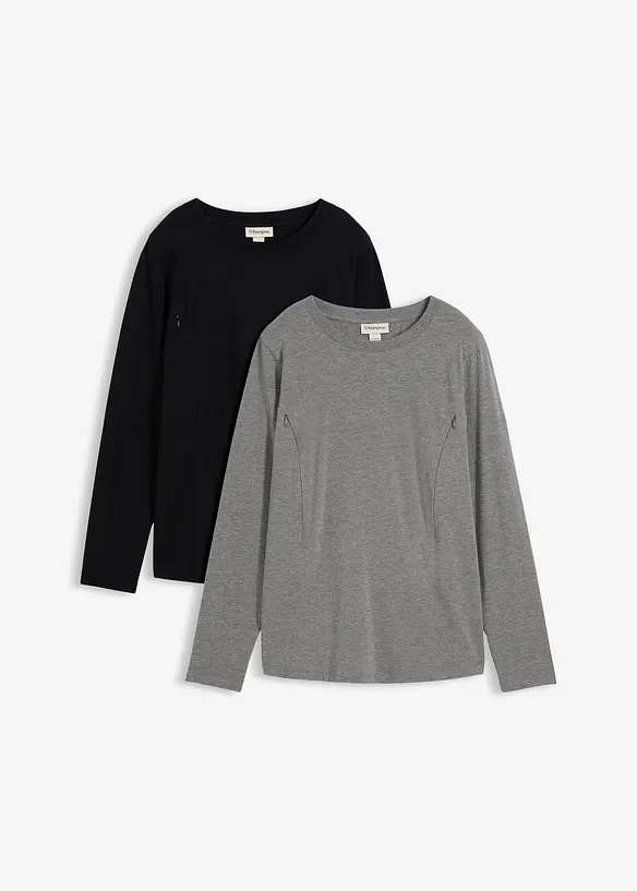 Maglia pr&eacute;maman / da allattamento con cotone biologico (pacco da 2), bonprix