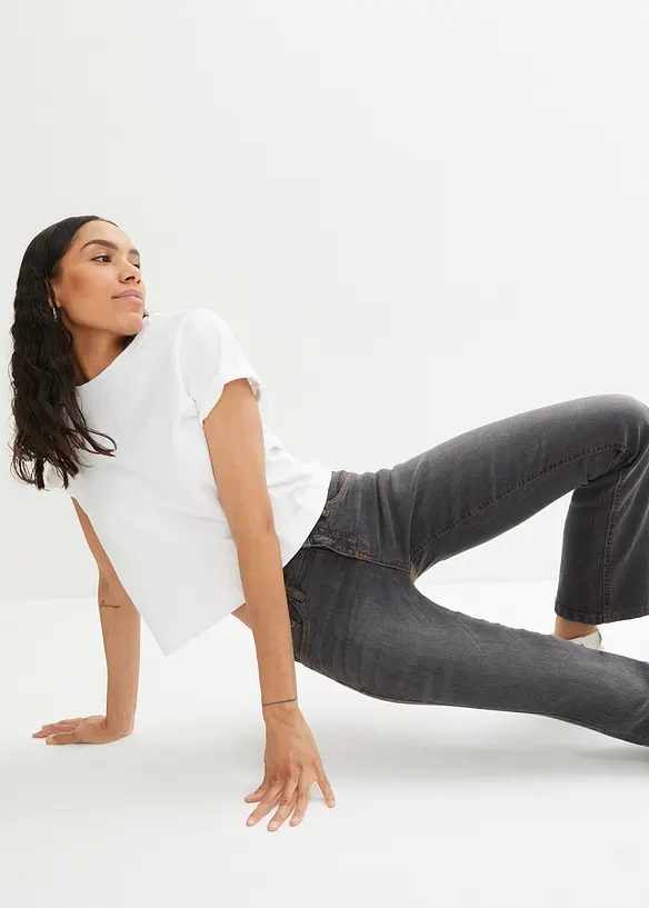 Jeans elasticizzati bootcut, vita media, bonprix