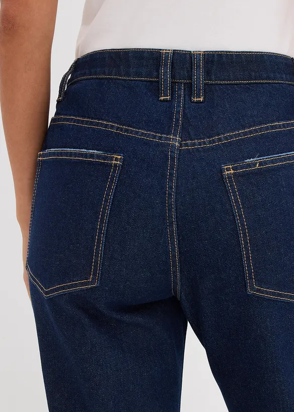 Jeans straight con strass, vita media, bonprix