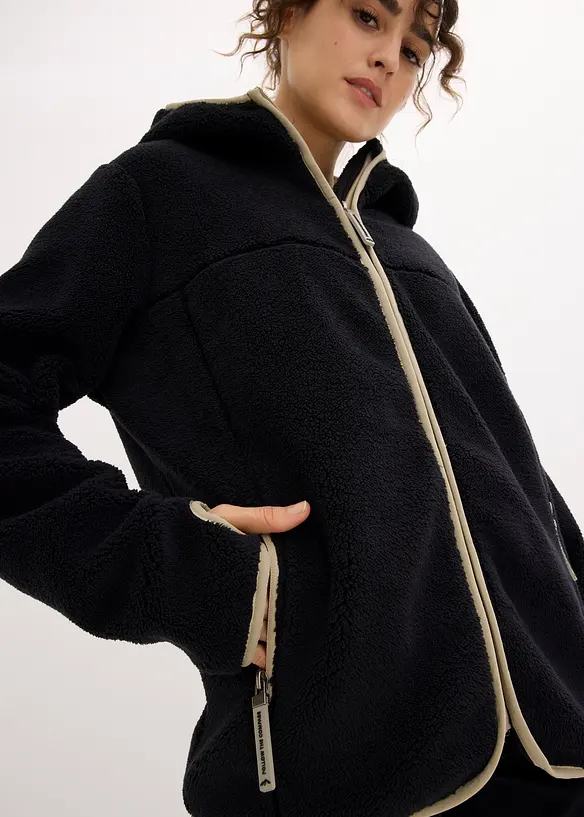 Giacca in pile teddy con cappuccio, bonprix