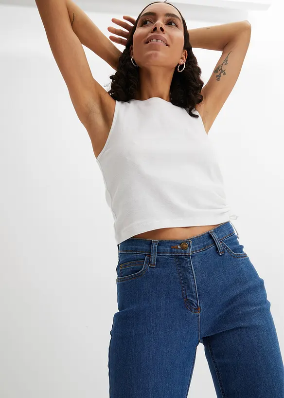 Jeans bootcut elasticizzati, vita media, bonprix