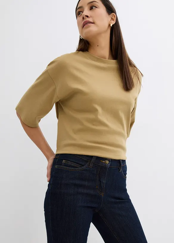 Jeans bootcut elasticizzati, vita media, bonprix