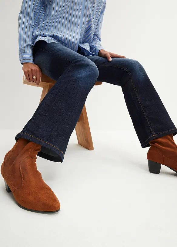 Jeans bootcut elasticizzati, vita media, bonprix
