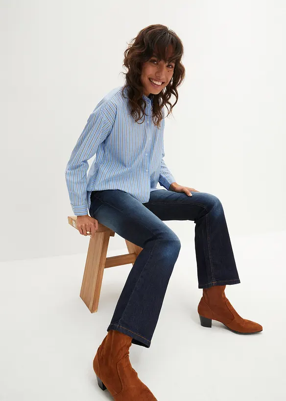 Jeans bootcut elasticizzati, vita media, bonprix