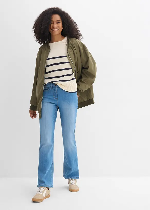 Jeans bootcut elasticizzati, vita media, bonprix
