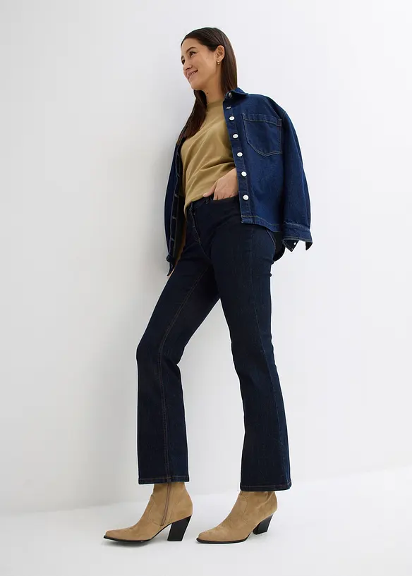 Jeans bootcut elasticizzati, vita media, bonprix