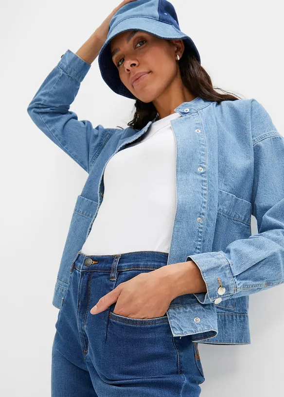 Mom jeans elasticizzati, vita alta, bonprix