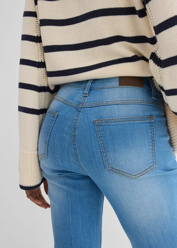 Jeans bootcut elasticizzati, vita media, bonprix