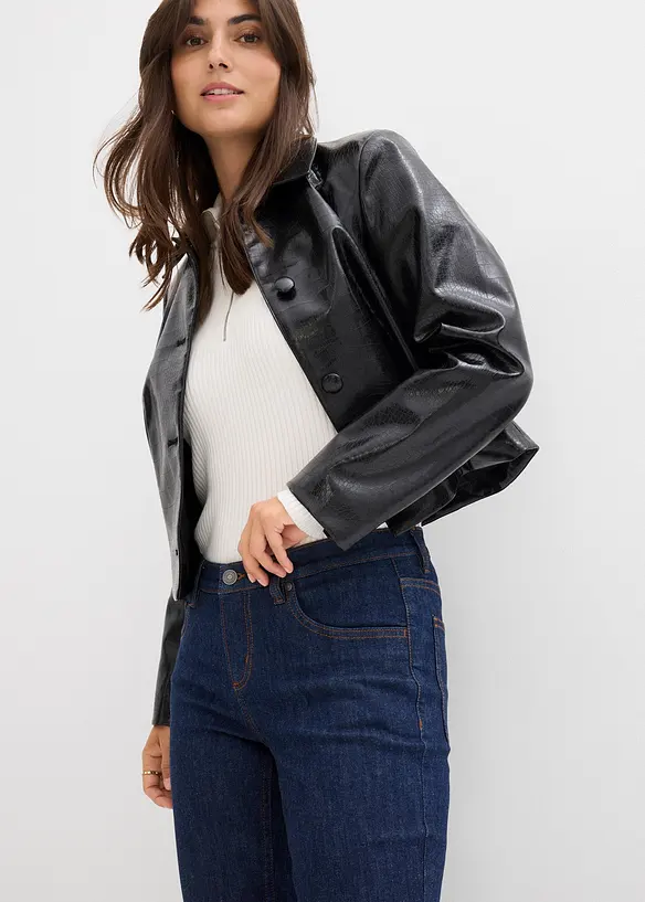 Jeans a zampa, vita media, bonprix