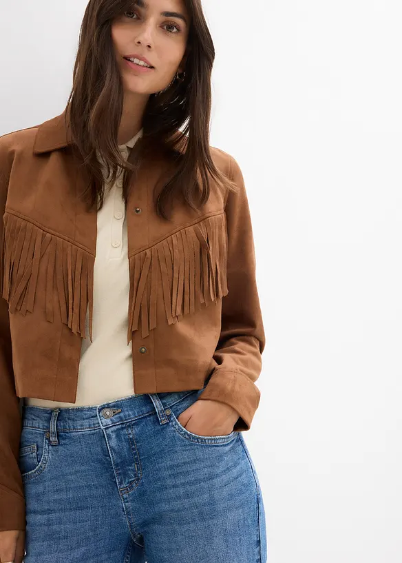 Jeans a zampa, vita media, bonprix