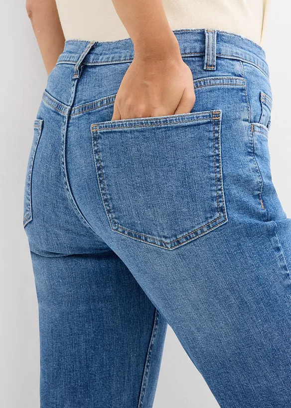 Jeans a zampa, vita media, bonprix