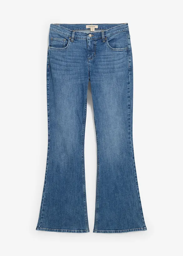 Jeans a zampa, vita media, bonprix