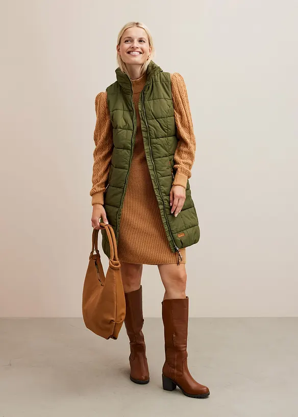 Gilet lungo a collo alto, bonprix