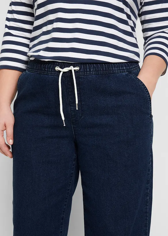 Jeans elasticizzati wide leg, vita media, bonprix