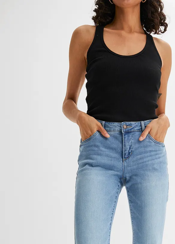 Jeans elasticizzati straight,  vita media, bonprix