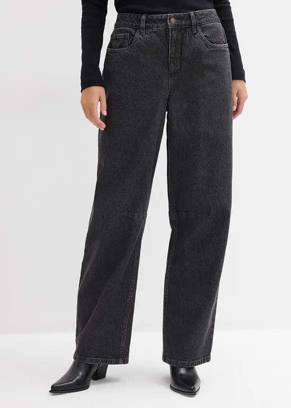 Jeans barrel, vita media, bonprix