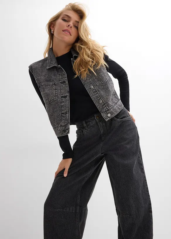 Jeans barrel, vita media, bonprix