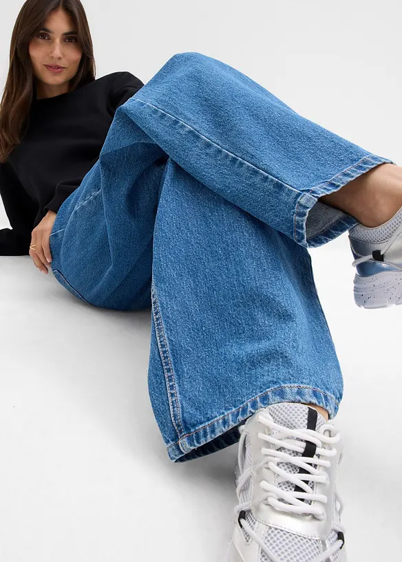 Jeans barrel, vita media, bonprix