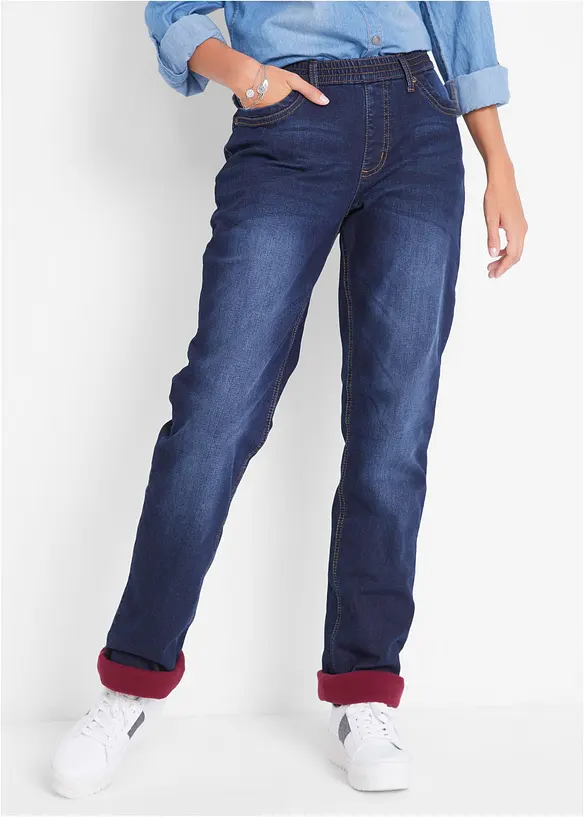 Jeans termici straight, vita media, bonprix