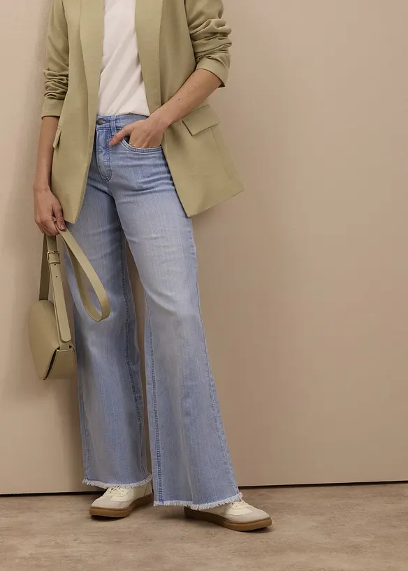 Jeans wide leg, a vita alta, bonprix