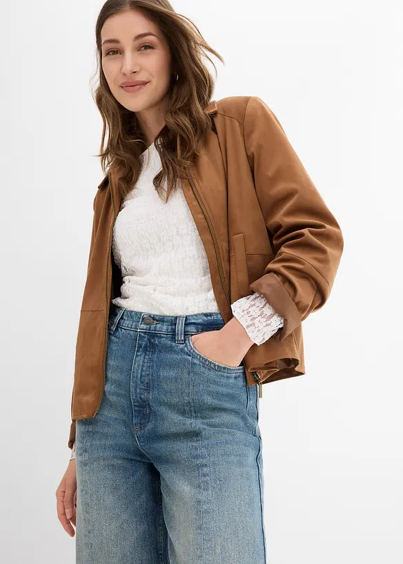 Jeans dal taglio dritto e morbido leggermente elasticizzati, vita alta, bonprix