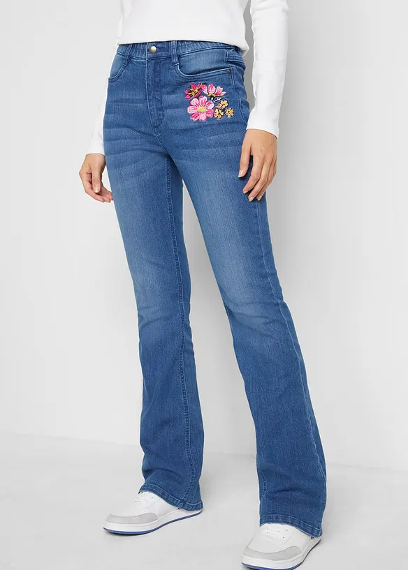 Jeans bootcut con cinta comoda, vita alta, bonprix