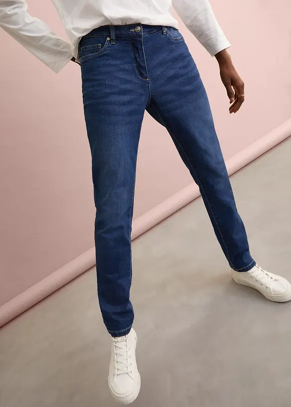 Jeans boyfriend elasticizzati, vita media, bonprix
