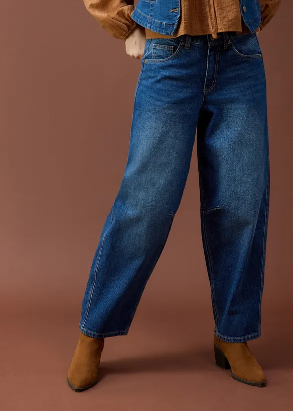 Jeans a palloncino, vita media, bonprix