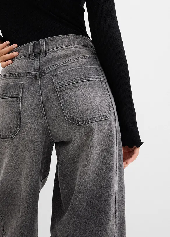 Jeans a palloncino, vita media, bonprix