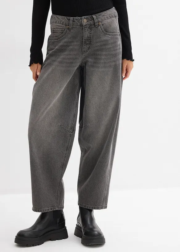 Jeans a palloncino, vita media, bonprix