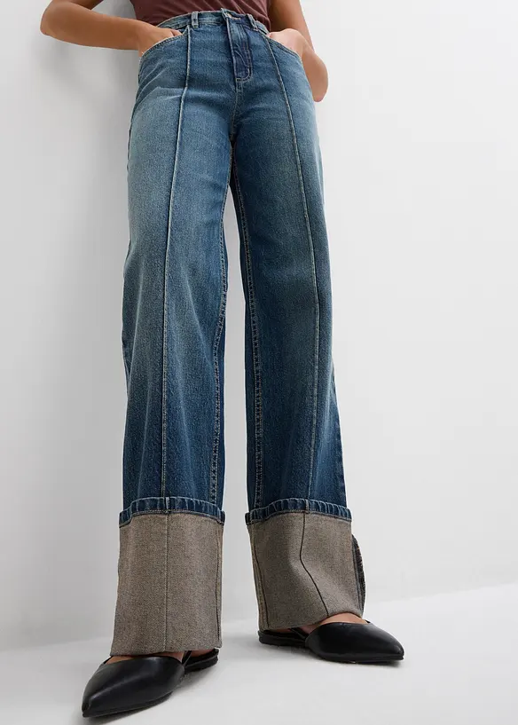 Jeans straight loose fit, vita alta, bonprix