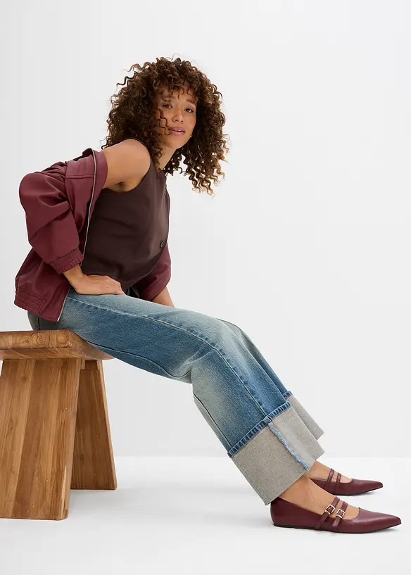 Jeans straight loose fit, vita alta, bonprix