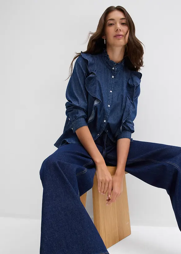 Jeans wide leg, vita media, bonprix