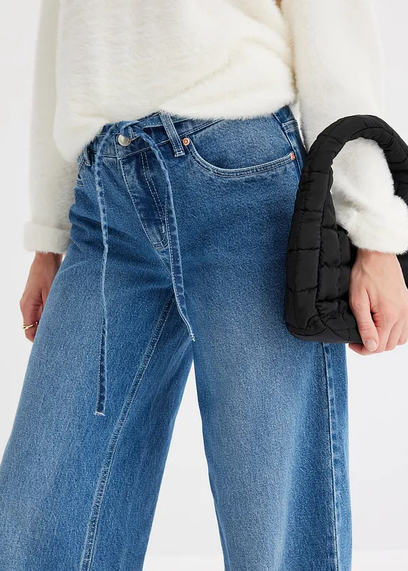 Jeans wide leg, vita media, bonprix