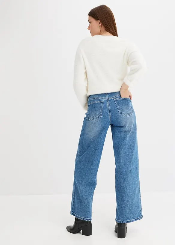 Jeans wide leg, vita media, bonprix