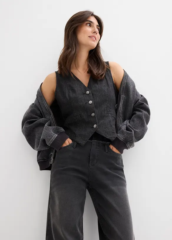 Jeans wide leg, vita alta, bonprix